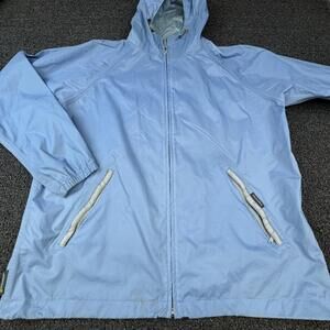 Stearns Jacket Mens L Blue Windbreaker Hooded Lined Full Zip Pockets Lightweight